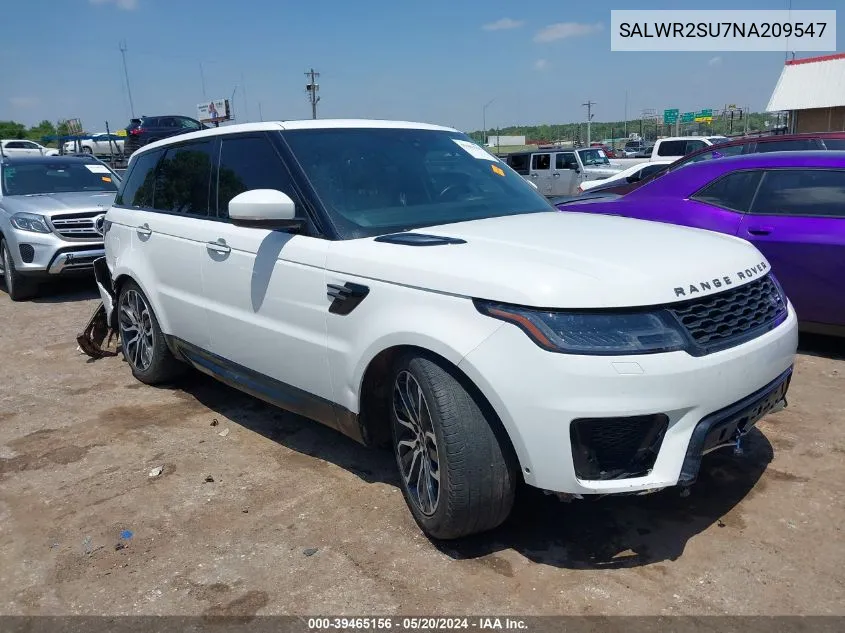 2022 Land Rover Range Rover Sport Hse Silver Edition Mhev VIN: SALWR2SU7NA209547 Lot: 39465156