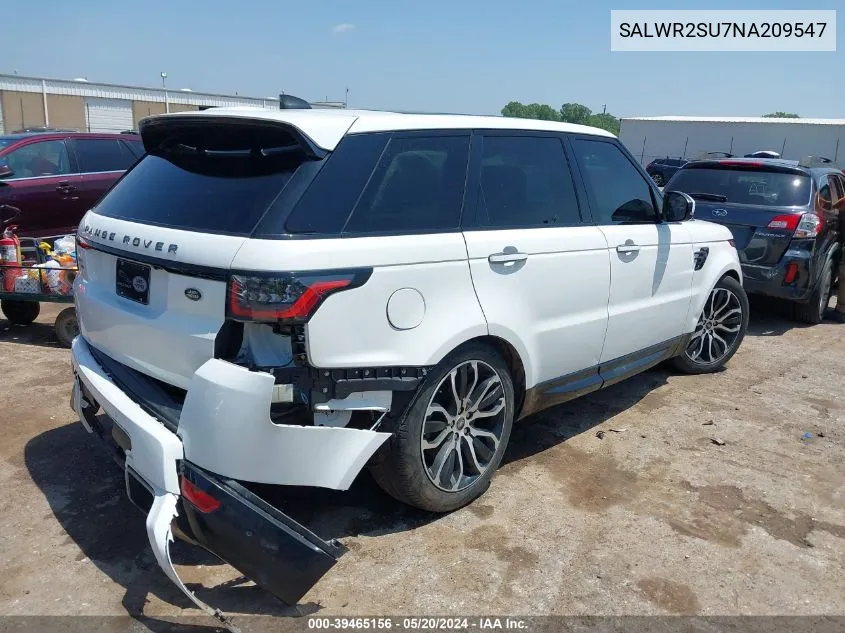 2022 Land Rover Range Rover Sport Hse Silver Edition Mhev VIN: SALWR2SU7NA209547 Lot: 39465156