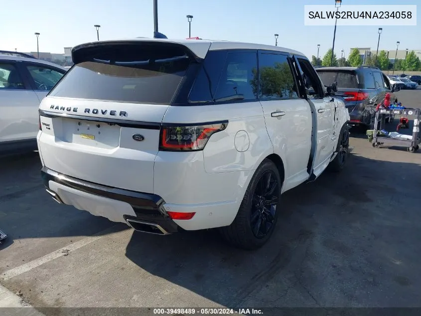 2022 Land Rover Range Rover Sport Hst Mhev VIN: SALWS2RU4NA234058 Lot: 39498489