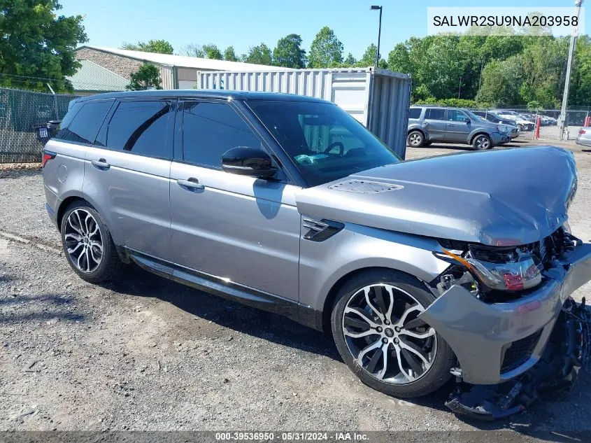 2022 Land Rover Range Rover Sport Hse Silver Edition Mhev VIN: SALWR2SU9NA203958 Lot: 39536950