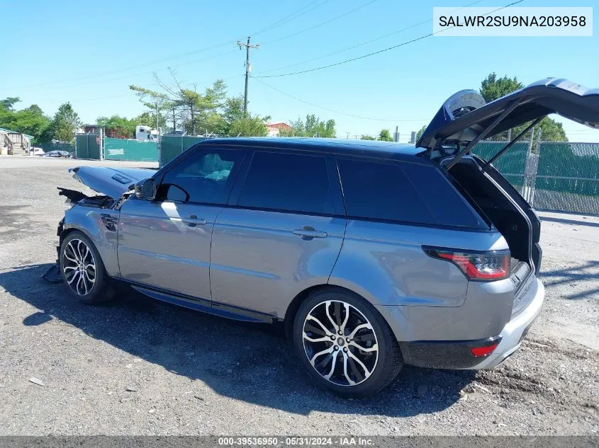 2022 Land Rover Range Rover Sport Hse Silver Edition Mhev VIN: SALWR2SU9NA203958 Lot: 39536950