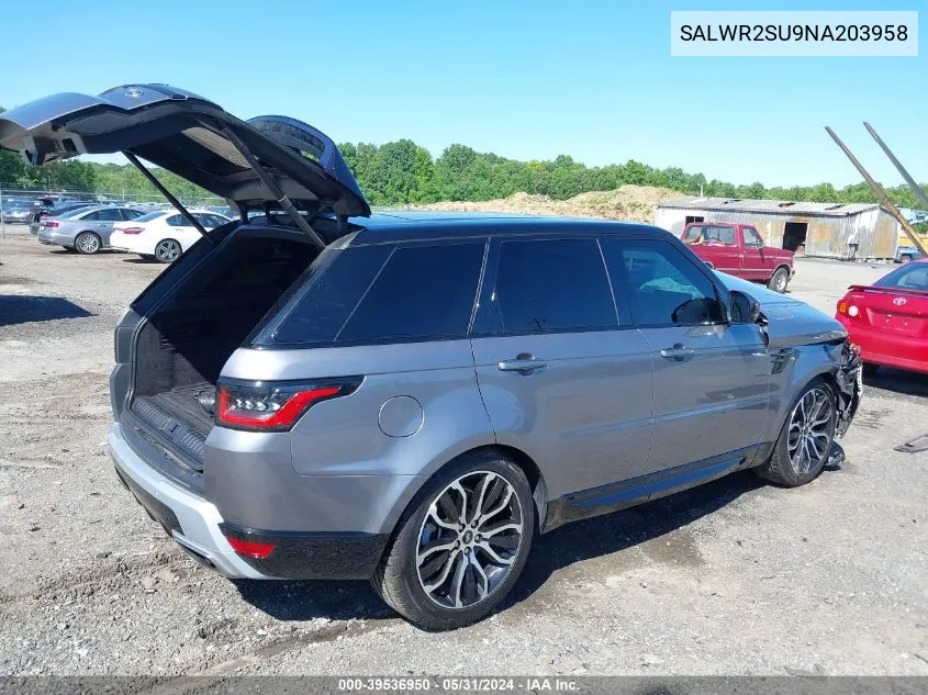 2022 Land Rover Range Rover Sport Hse Silver Edition Mhev VIN: SALWR2SU9NA203958 Lot: 39536950