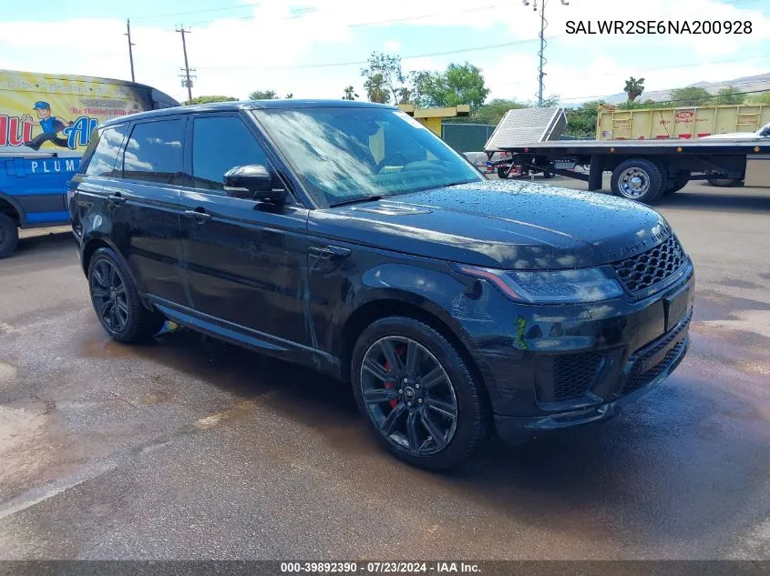 SALWR2SE6NA200928 2022 Land Rover Range Rover Sport Hse Dynamic