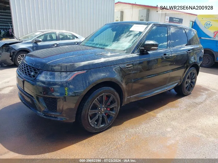 SALWR2SE6NA200928 2022 Land Rover Range Rover Sport Hse Dynamic