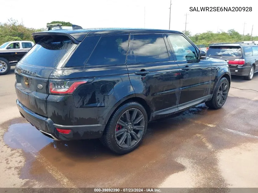 SALWR2SE6NA200928 2022 Land Rover Range Rover Sport Hse Dynamic