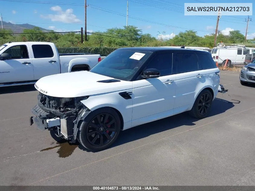 2022 Land Rover Range Rover Sport Hst Mhev VIN: SALWS2RU7NA212703 Lot: 40104573