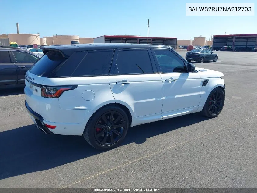 2022 Land Rover Range Rover Sport Hst Mhev VIN: SALWS2RU7NA212703 Lot: 40104573