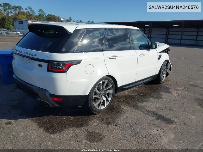 SALWR2SU4NA240576 2022 Land Rover Range Rover Sport Hse Silver Edition Mhev