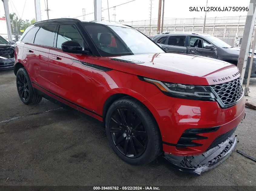 SALYL2RX6JA750996 2018 Land Rover Range Rover Velar P250 Se R-Dynamic