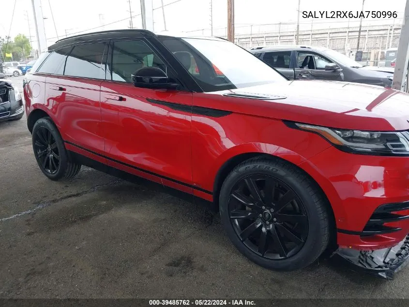 2018 Land Rover Range Rover Velar P250 Se R-Dynamic VIN: SALYL2RX6JA750996 Lot: 39485762