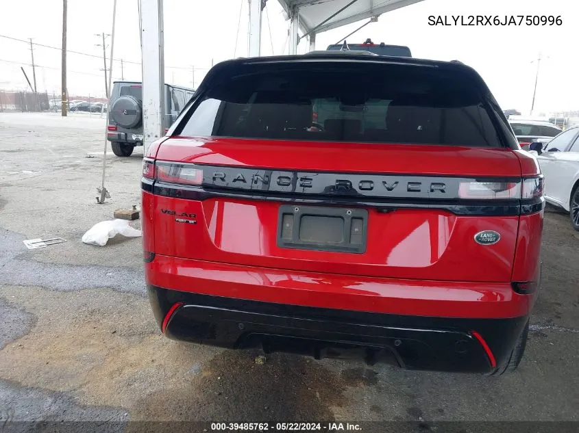 SALYL2RX6JA750996 2018 Land Rover Range Rover Velar P250 Se R-Dynamic