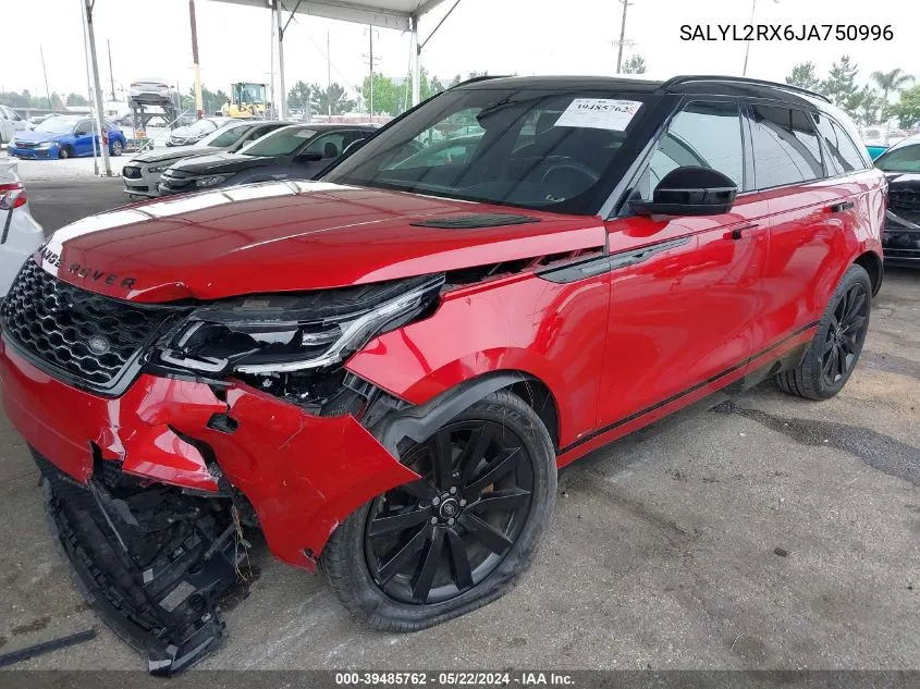 2018 Land Rover Range Rover Velar P250 Se R-Dynamic VIN: SALYL2RX6JA750996 Lot: 39485762