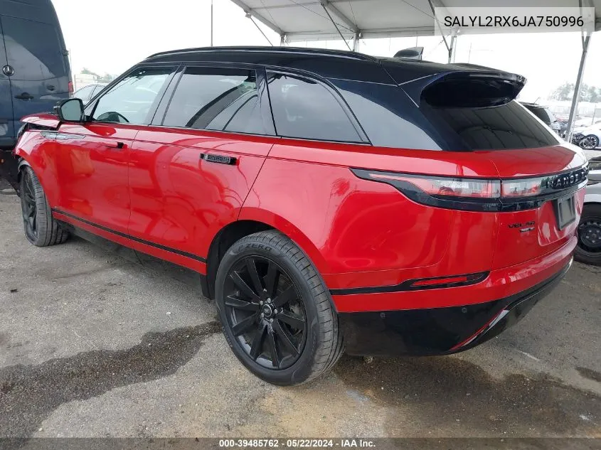 2018 Land Rover Range Rover Velar P250 Se R-Dynamic VIN: SALYL2RX6JA750996 Lot: 39485762