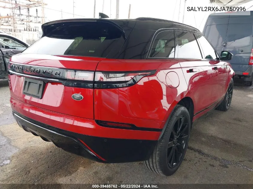 SALYL2RX6JA750996 2018 Land Rover Range Rover Velar P250 Se R-Dynamic