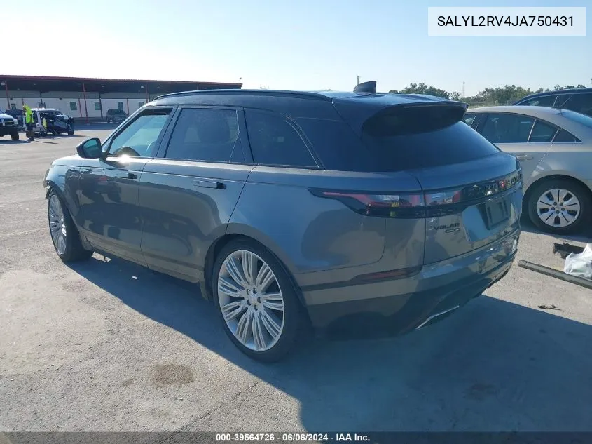 SALYL2RV4JA750431 2018 Land Rover Range Rover Velar P380 Se R-Dynamic