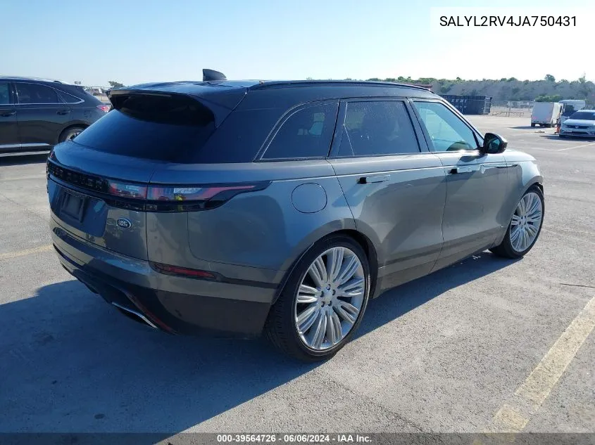 SALYL2RV4JA750431 2018 Land Rover Range Rover Velar P380 Se R-Dynamic