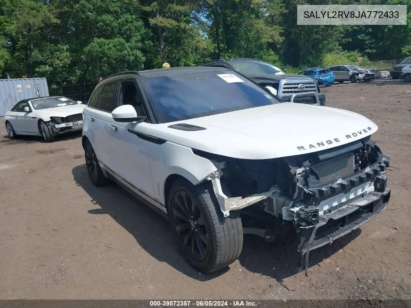 SALYL2RV8JA772433 2018 Land Rover Range Rover Velar P380 Se R-Dynamic