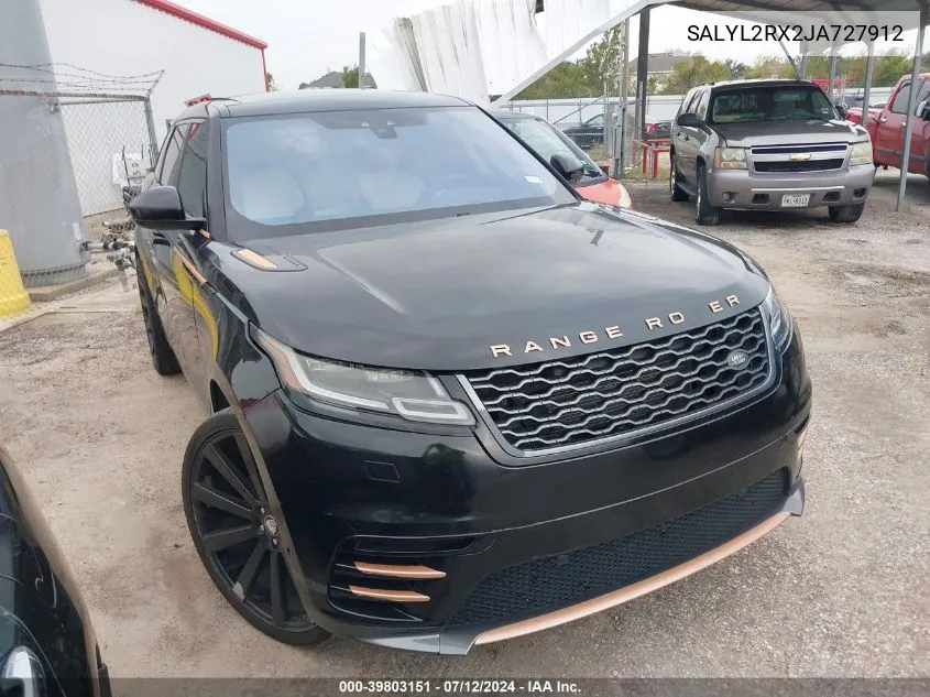 2018 Land Rover Range Rover Velar P250 Se R-Dynamic VIN: SALYL2RX2JA727912 Lot: 39803151