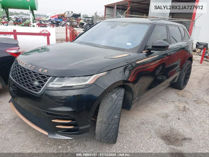 SALYL2RX2JA727912 2018 Land Rover Range Rover Velar P250 Se R-Dynamic