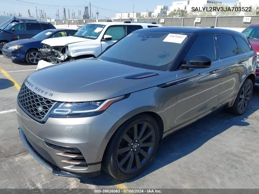 2018 Land Rover Range Rover Velar P380 Se R-Dynamic VIN: SALYL2RV3JA703522 Lot: 39826063