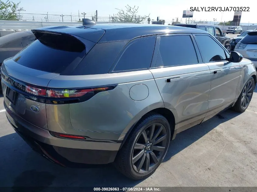 2018 Land Rover Range Rover Velar P380 Se R-Dynamic VIN: SALYL2RV3JA703522 Lot: 39826063