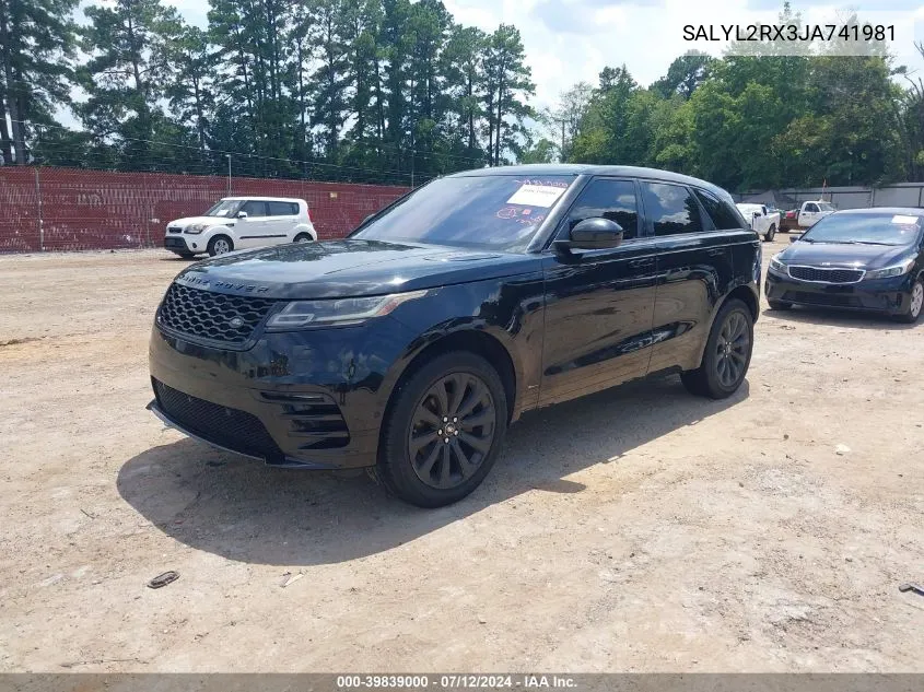 2018 Land Rover Range Rover Velar P250 Se R-Dynamic VIN: SALYL2RX3JA741981 Lot: 39839000