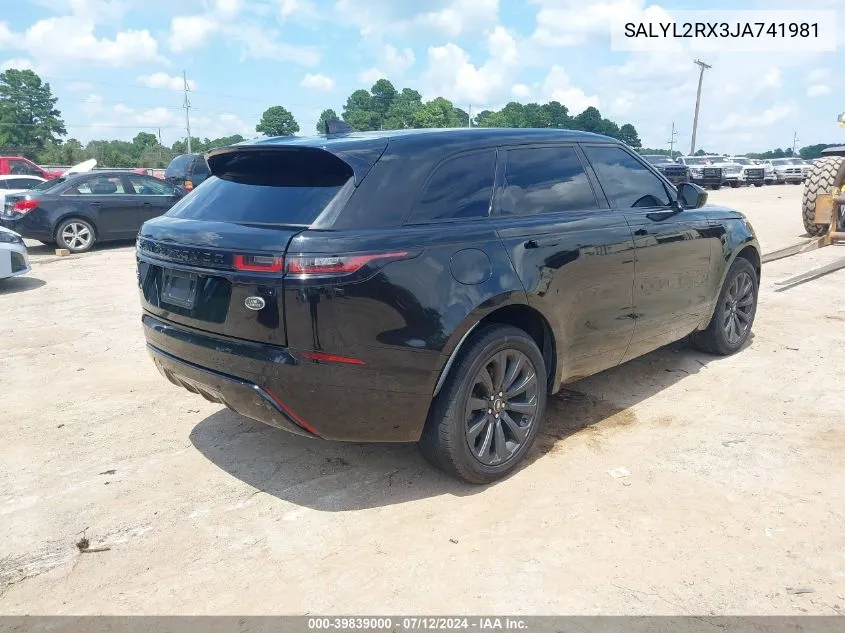 2018 Land Rover Range Rover Velar P250 Se R-Dynamic VIN: SALYL2RX3JA741981 Lot: 39839000