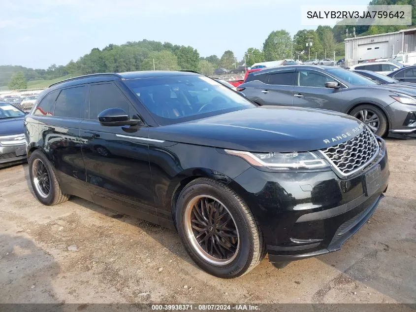 2018 Land Rover Range Rover Velar P380 S VIN: SALYB2RV3JA759642 Lot: 39938371