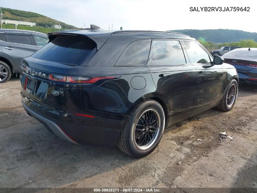 2018 Land Rover Range Rover Velar P380 S VIN: SALYB2RV3JA759642 Lot: 39938371