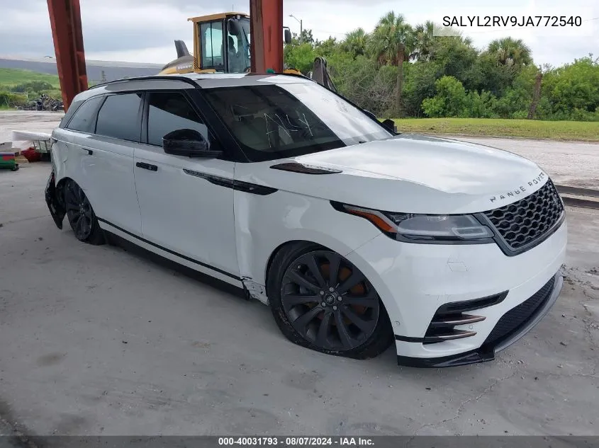 SALYL2RV9JA772540 2018 Land Rover Range Rover Velar P380 Se R-Dynamic