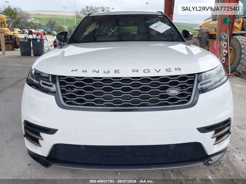 SALYL2RV9JA772540 2018 Land Rover Range Rover Velar P380 Se R-Dynamic