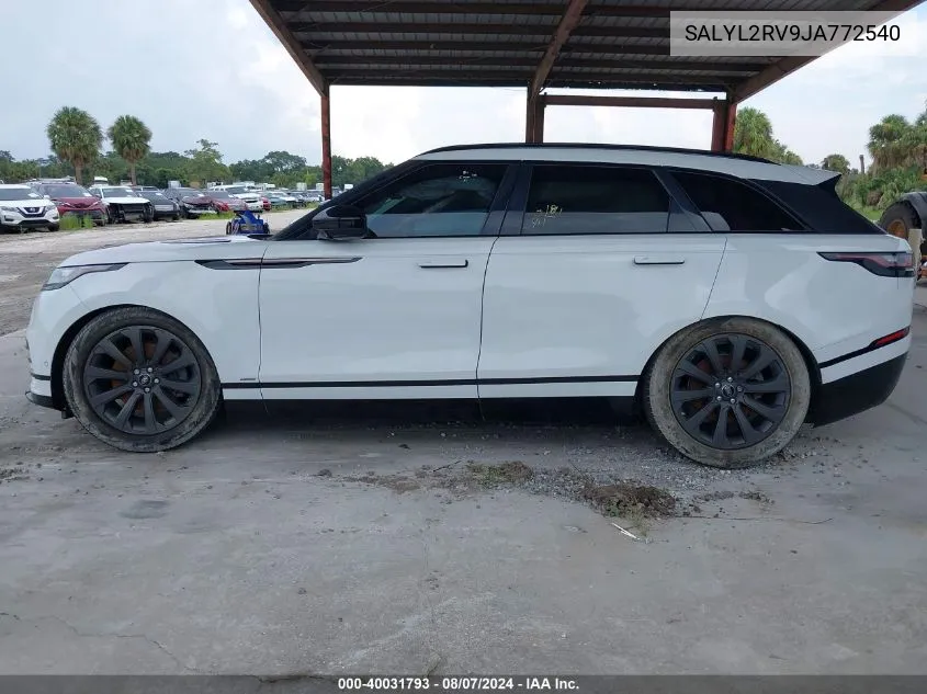 2018 Land Rover Range Rover Velar P380 Se R-Dynamic VIN: SALYL2RV9JA772540 Lot: 40031793