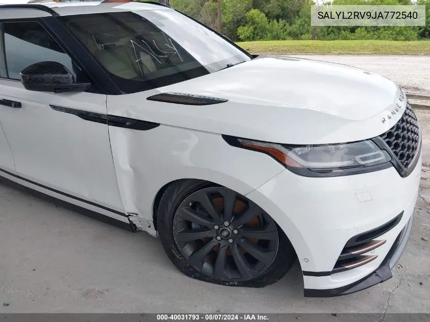 2018 Land Rover Range Rover Velar P380 Se R-Dynamic VIN: SALYL2RV9JA772540 Lot: 40031793