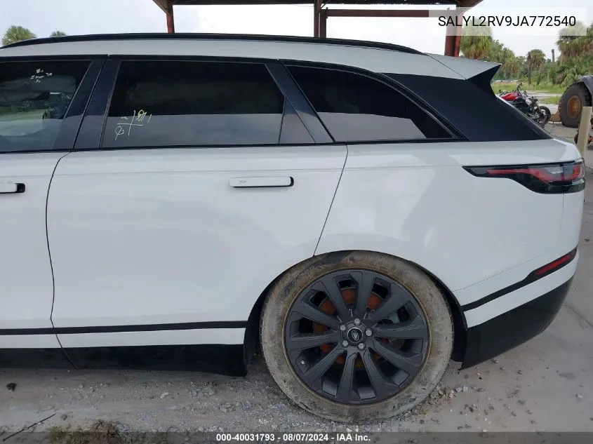 SALYL2RV9JA772540 2018 Land Rover Range Rover Velar P380 Se R-Dynamic