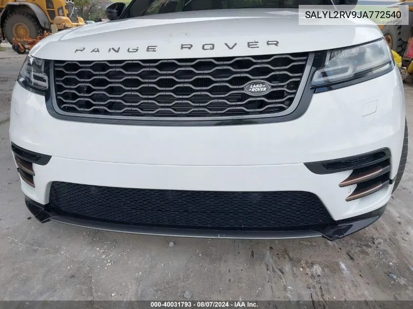 SALYL2RV9JA772540 2018 Land Rover Range Rover Velar P380 Se R-Dynamic