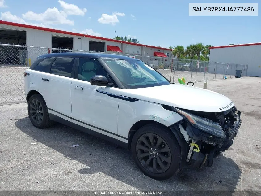 2018 Land Rover Range Rover Velar P250 S VIN: SALYB2RX4JA777486 Lot: 40106916