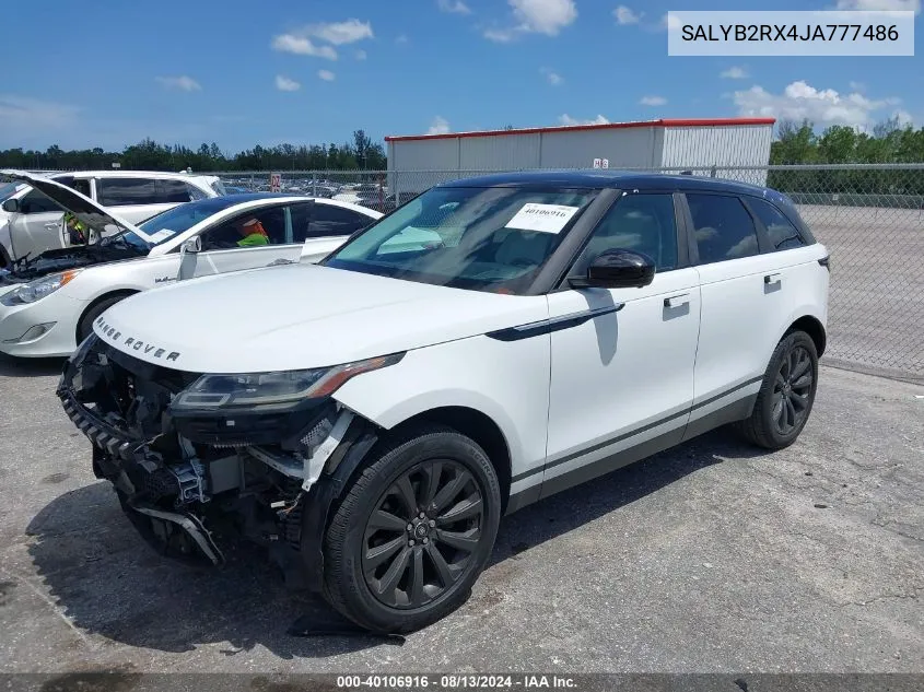 2018 Land Rover Range Rover Velar P250 S VIN: SALYB2RX4JA777486 Lot: 40106916