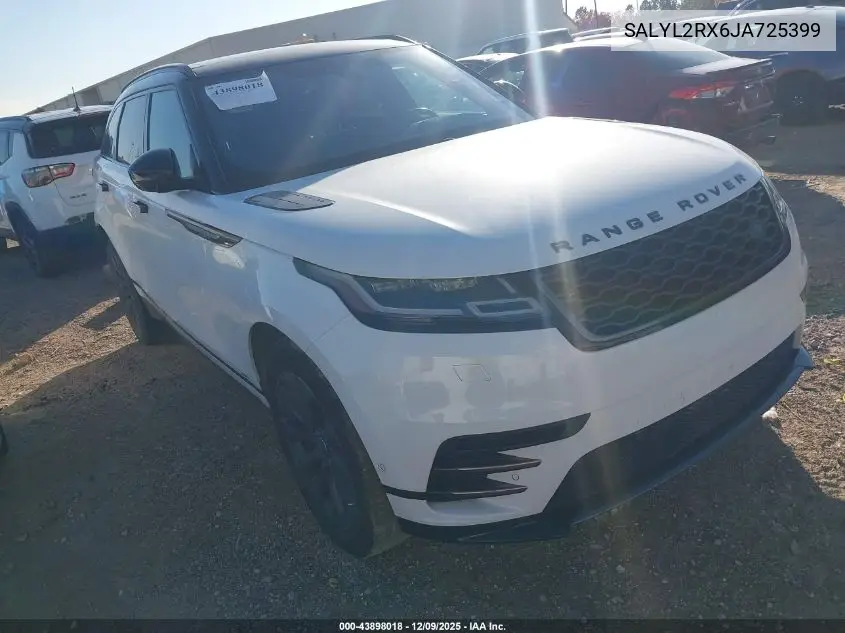SALYL2RX6JA725399 2018 Land Rover Range Rover Velar P250 Se R-Dynamic