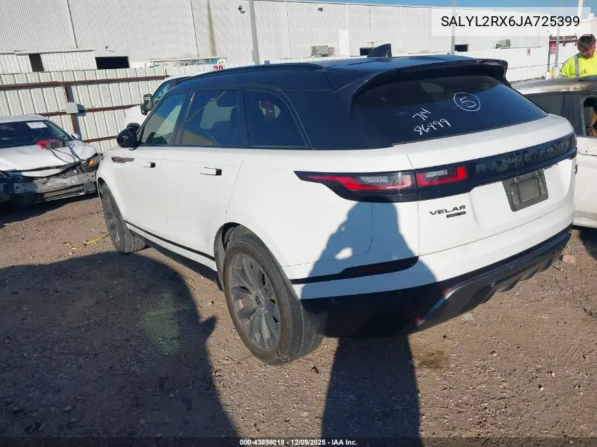 SALYL2RX6JA725399 2018 Land Rover Range Rover Velar P250 Se R-Dynamic