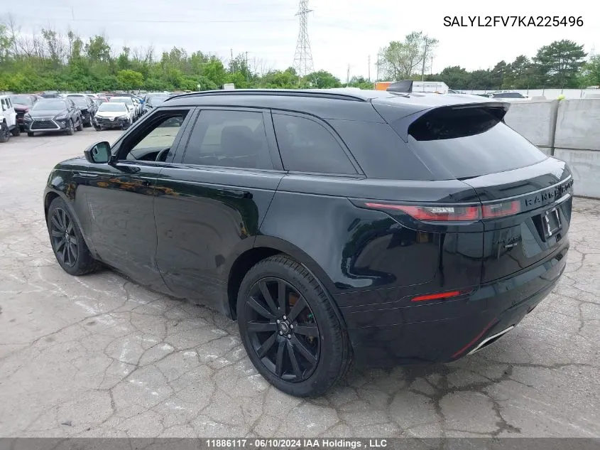 SALYL2FV7KA225496 2019 Land Rover Range Rover Velar S