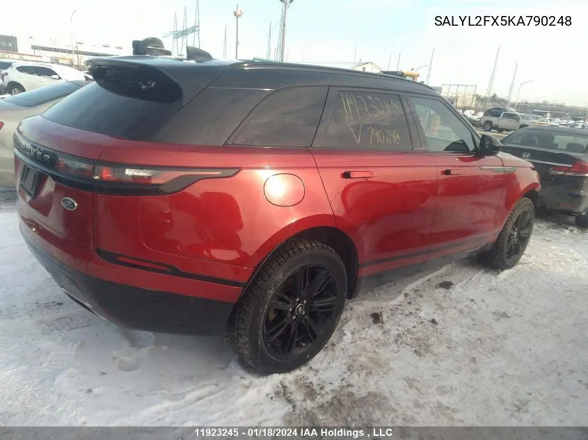 2019 Land Rover Range Rover Velar S VIN: SALYL2FX5KA790248 Lot: 11923245