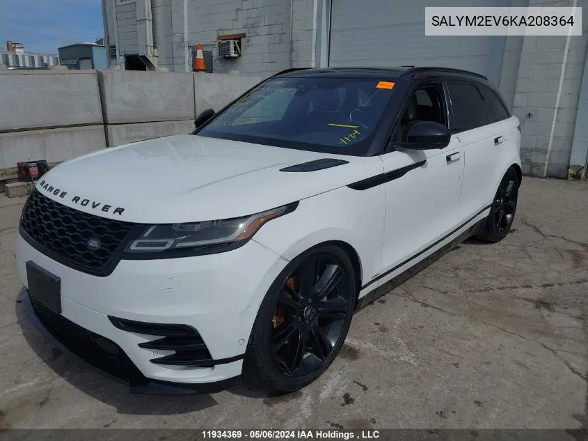 2019 Land Rover Range Rover Velar VIN: SALYM2EV6KA208364 Lot: 11934369