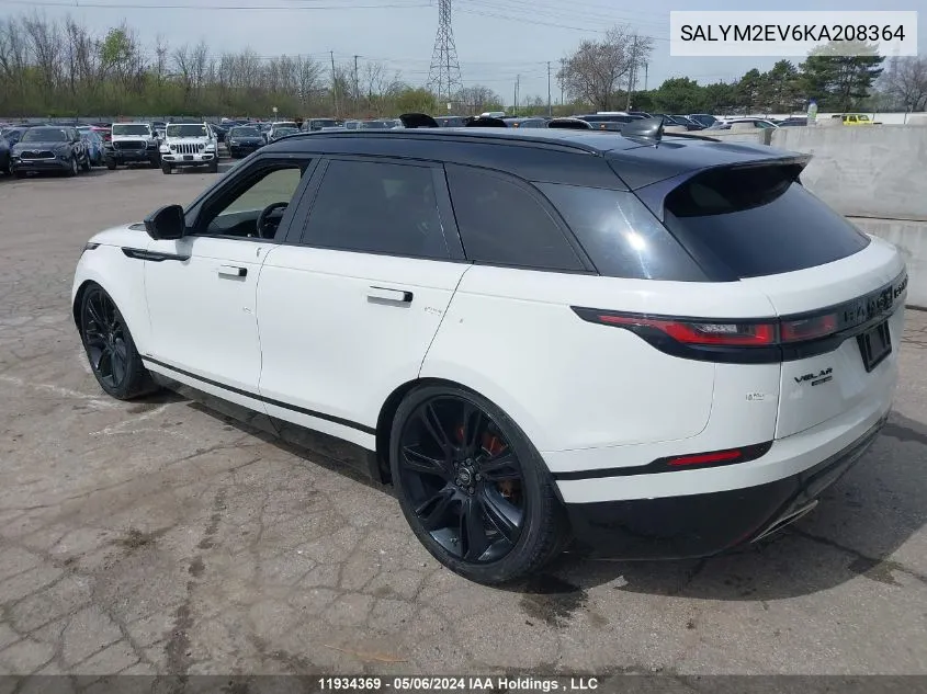 SALYM2EV6KA208364 2019 Land Rover Range Rover Velar