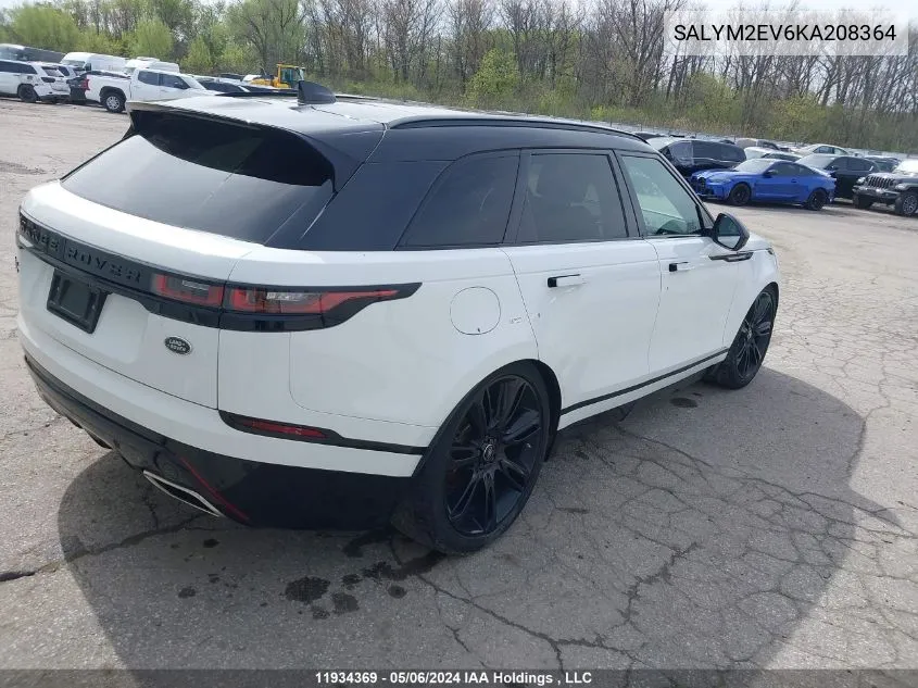 2019 Land Rover Range Rover Velar VIN: SALYM2EV6KA208364 Lot: 11934369