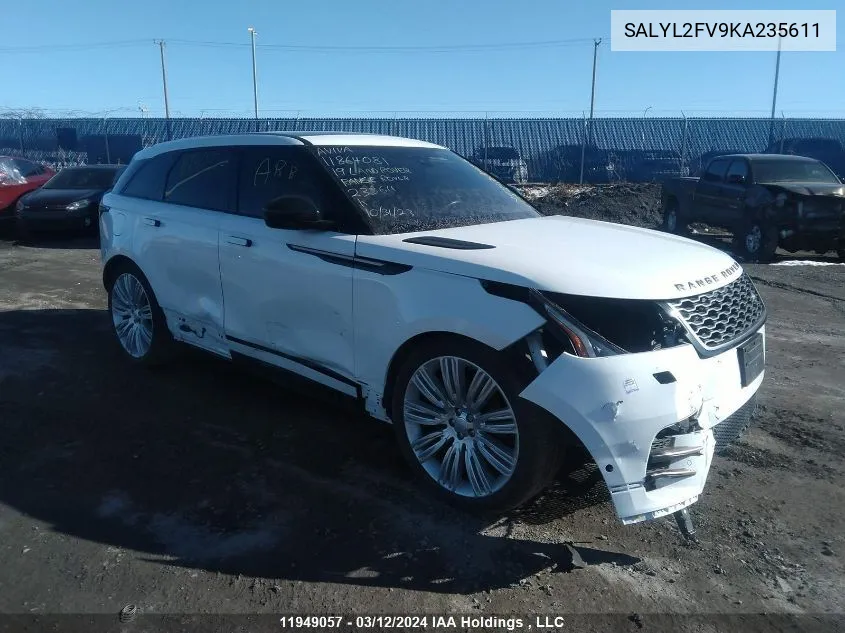 2019 Land Rover Range Rover Velar VIN: SALYL2FV9KA235611 Lot: 11949057