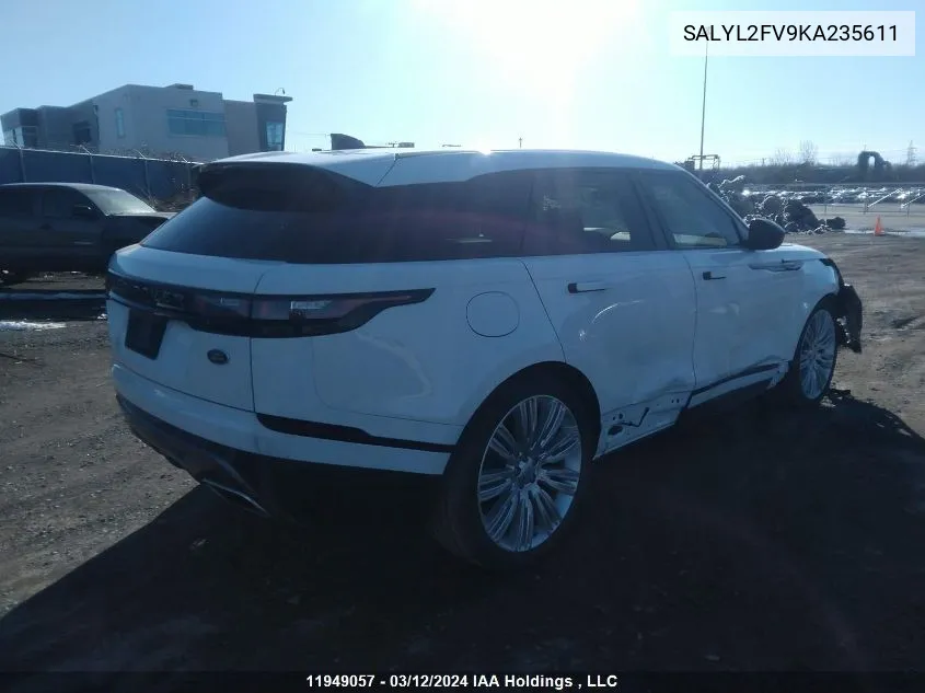 SALYL2FV9KA235611 2019 Land Rover Range Rover Velar