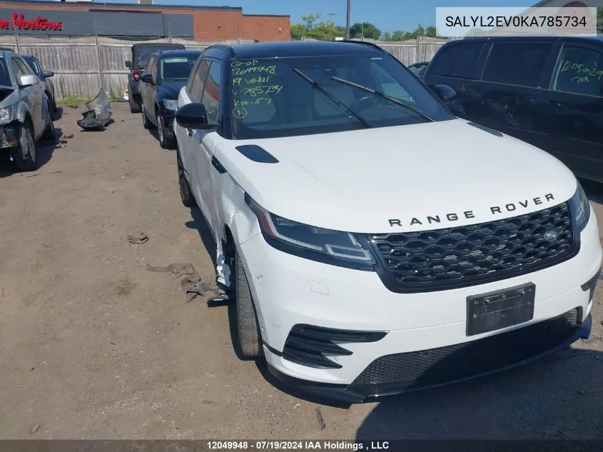 SALYL2EV0KA785734 2019 Land Rover Range Rover Velar