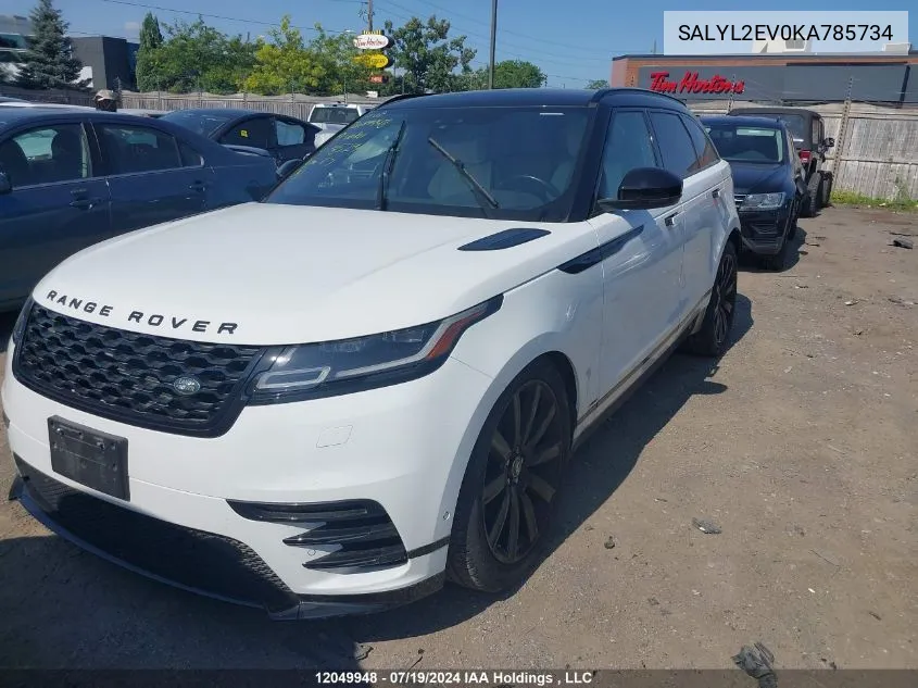 SALYL2EV0KA785734 2019 Land Rover Range Rover Velar