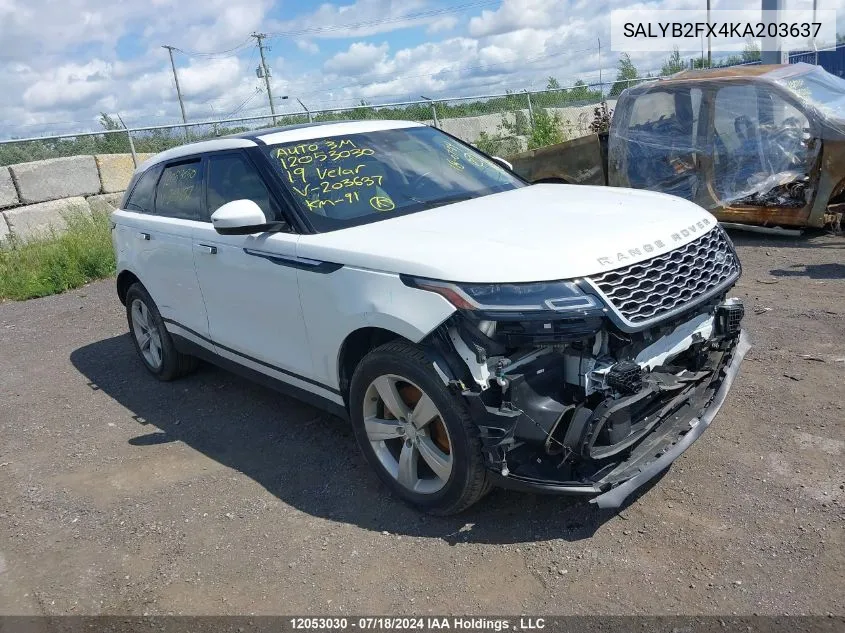 SALYB2FX4KA203637 2019 Land Rover Range Rover Velar