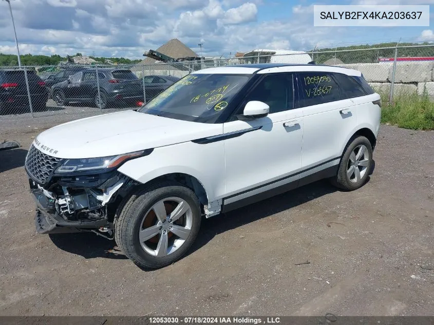 SALYB2FX4KA203637 2019 Land Rover Range Rover Velar